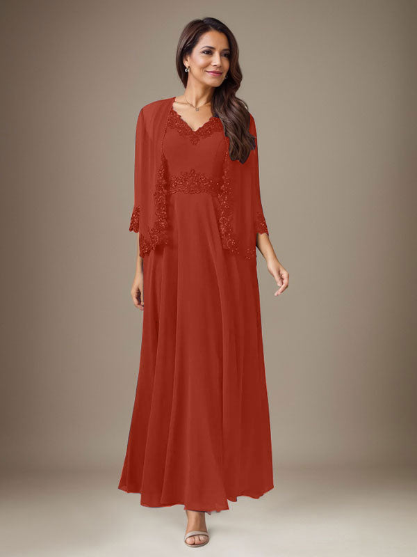 Plum A-Line Sequins Chiffon Dress