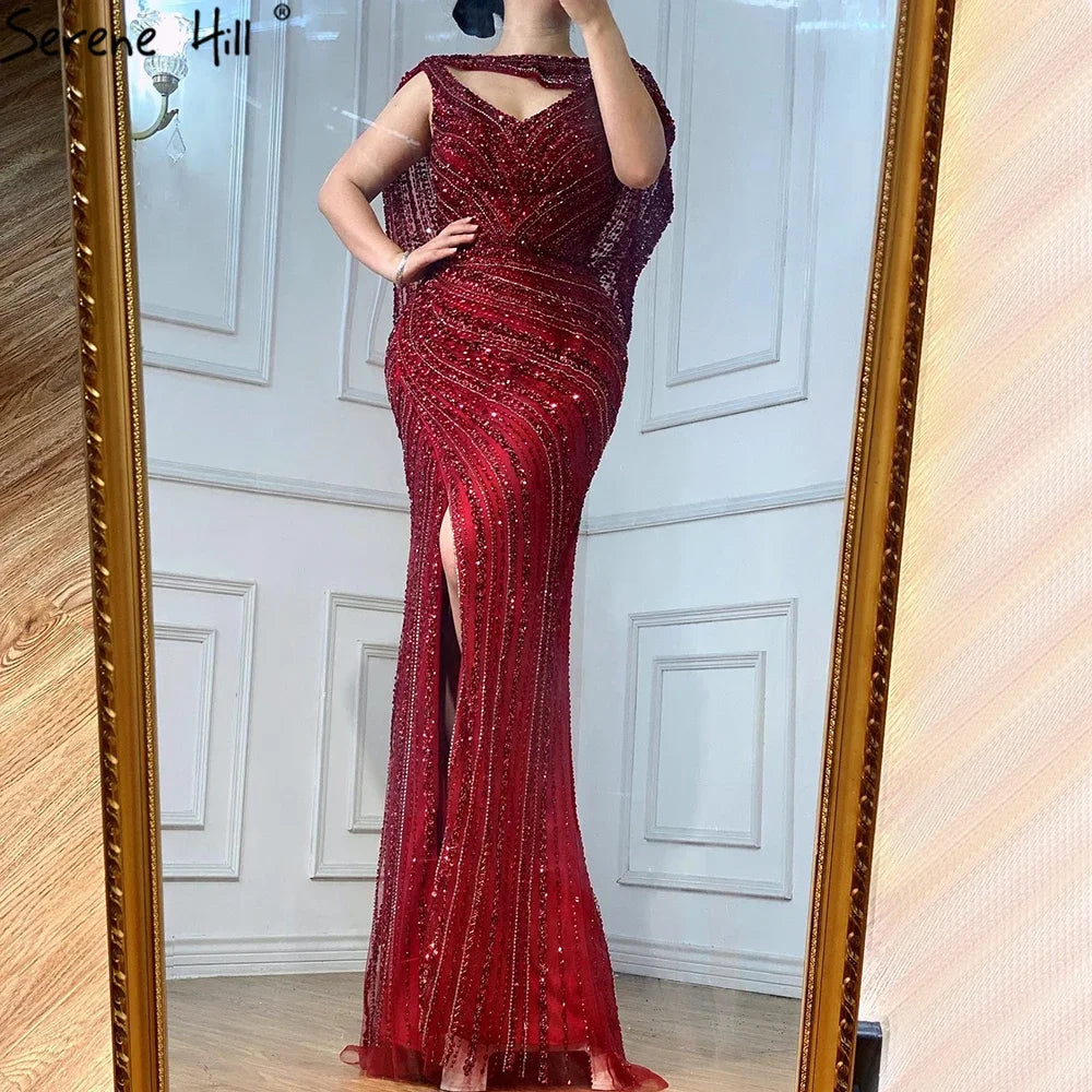 Zapdress Customized Silver Nude Beaded Mermaid Evening Dresses 2025 Elegant Party Gowns For Women Wedding (ZD17383)