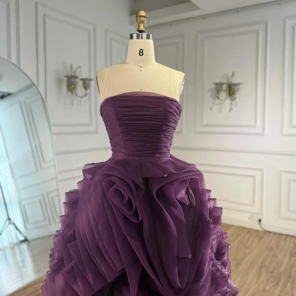 Zapdress 2025 Customized Purple Strapless Princess Evening Dresses Formal Party Gowns for Women (ZD17369)