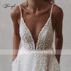 Customized Sexy Backless V Neck Spaghetti Straps Lace Wedding Dresses Luxury Flowers Court Train A Line Vintage Bridal Gown