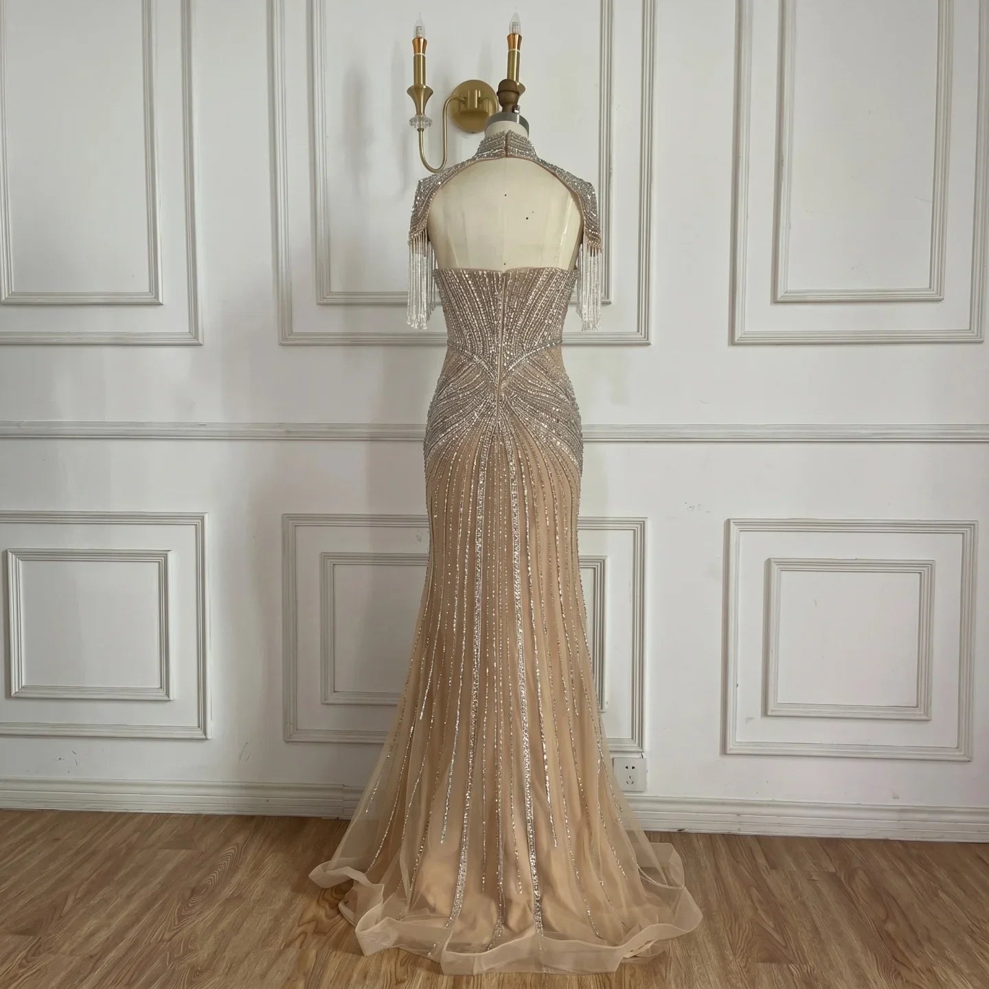 Zapdress Pink Beaded Tassel Mermaid Evening Dress with Split Formal Party Gowns for Women 2026 DLA72891A Customized (ZD17360)