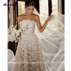 ZapDress Full Lace Strapless Wedding Dress Featuring Stunning Lace Appliques and Floral A-Line Bridal Dress Customized