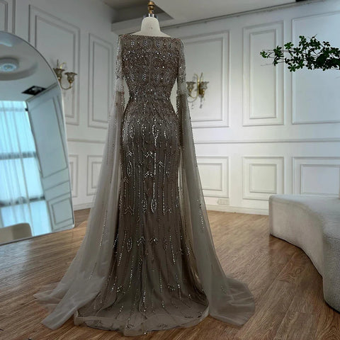 Luxury Caramel Evening Dress with Sleeves Cape 2025 LA72966