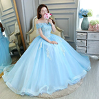 Luxurious Light Blue Ball Gown Off The Shoulder Princess Dress Y309 by simplepromdress