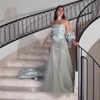 Zapdress Luxury Sage Green Mermaid Evening Dress with Cape 2026 Elegant Beaded Party Gowns for Women DLA73201 Customized (ZD17322)