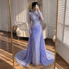 Serene Hill Customized Wine Red Mermaid Evening Dresses with Wrap Skirt High-End Lace Formal Party Gowns for Women DLA73407