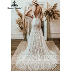 Bohemian Beach Lace Sleeveless Wedding Dress Open Back Mermaid Train Brides Gown Elegant Vestido De Novia Boda 2026 Customized