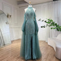Zapdress Customized 2026 Turquoise Mermaid Overskirt Beaded Evening Dresses Elegant Party Gowns For Women Wedding (ZD17334)