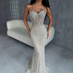 Zapdress 2026 Nude Corset Mermaid Crystal Beaded Evening Dress 2026 Wedding Party Formal Gowns for Women DLA73661 Customized (ZD17388)