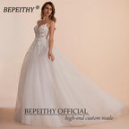 BEPEITHY Customized Boho Ivory A Line Lace Wedding Dresses For Bride Women 2023 Floor Length Sexy Garden White Bridal Gown New