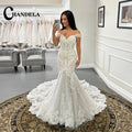 CHANDELA Elegant Off Shoulder Wedding Dress Sweetheart Mermaid Tulle Lace Appliques Sweep Train Vestidos De Novia Customised