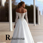 Ruhair Fashion Sweetheart Wedding Dresses Lace Appliques Off the Shoulder A-line Pleat Bridal Gown Vestido De Noiva Customised