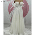 ZapDress Lace Chiffon Beach Off Shoulder Wedding Dress Cap Sleeve Wedding Party Gown Customized Robe Sirene Mariage