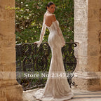 Loverxu Mermaid Sexy Wedding Dresses Off The Shoulder Vestido De Novia Lace Embroidery Beaded Pearls Custom Made Bridal Gowns