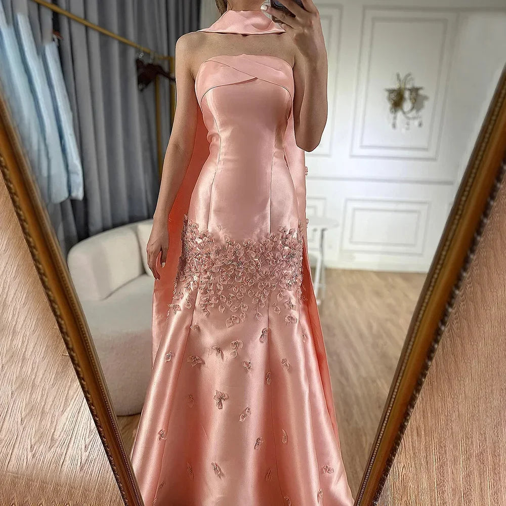 Zapdress Baby Blue Satin Mermaid Dubai Evening Dress Appliques Formal Party Gowns for Women DLA72483A Customized (ZD17354)