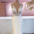 New Mariage Boheme Chic Lace Mermaid Wedding Dress Customized Bridal Country Lace Appliques Satin Bridal Gown Robe De Mariée