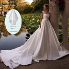 Smileven Spaghetti Strap Satin Wedding Dress A Line Bride Gown Boat Neck Princess Vestido De Novia Wedding Gowns Customized