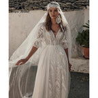 Roycebridal Bohemian Lace & Chiffon A-Line Wedding Dress Puff Sleeves Pockets Bridal Gown Vestido De Novia Boda 2026 Customized