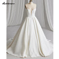 ZapDress Off The Shoulder Crepe Satin A-Line Bridal Gowns For Formal Party Floor Length Wedding Dress Vestidos Customized