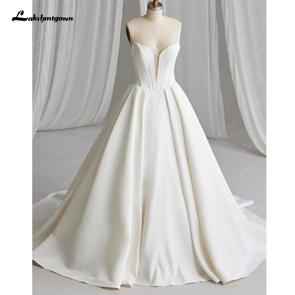 ZapDress Off The Shoulder Crepe Satin A-Line Bridal Gowns For Formal Party Floor Length Wedding Dress Vestidos Customized