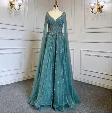 Zapdress Customized Pink A-Line Cape Sleeves Luxury Beaded Evening Dresses Party Gowns 2025 For Women Wedding (ZD17346)