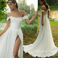 ZapDress Chiffon Beach Wedding Dresses 2026 New Split Side Strapless Garden Bridal Gowns Lace Up Back Customized