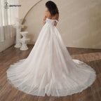 BEPEITHY Customized Strapless A Line Lace Wedding Dresses 2025 Spring Sleeveless Boho Champagne Ivory Bride Beach Bridal Gown