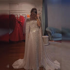 Zapdress Luxury Beaded Evening Gown Elegant Cape Sleeve Square Neck Muslim Wedding Party Dress 2026 DLA73272 Customized (ZD17380)