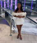 Thigh Length Ruffle Sleeve Pretty Off Shoulder Black Girl Homecoming Dress Cocktail Dresses Y64 by simplepromdress