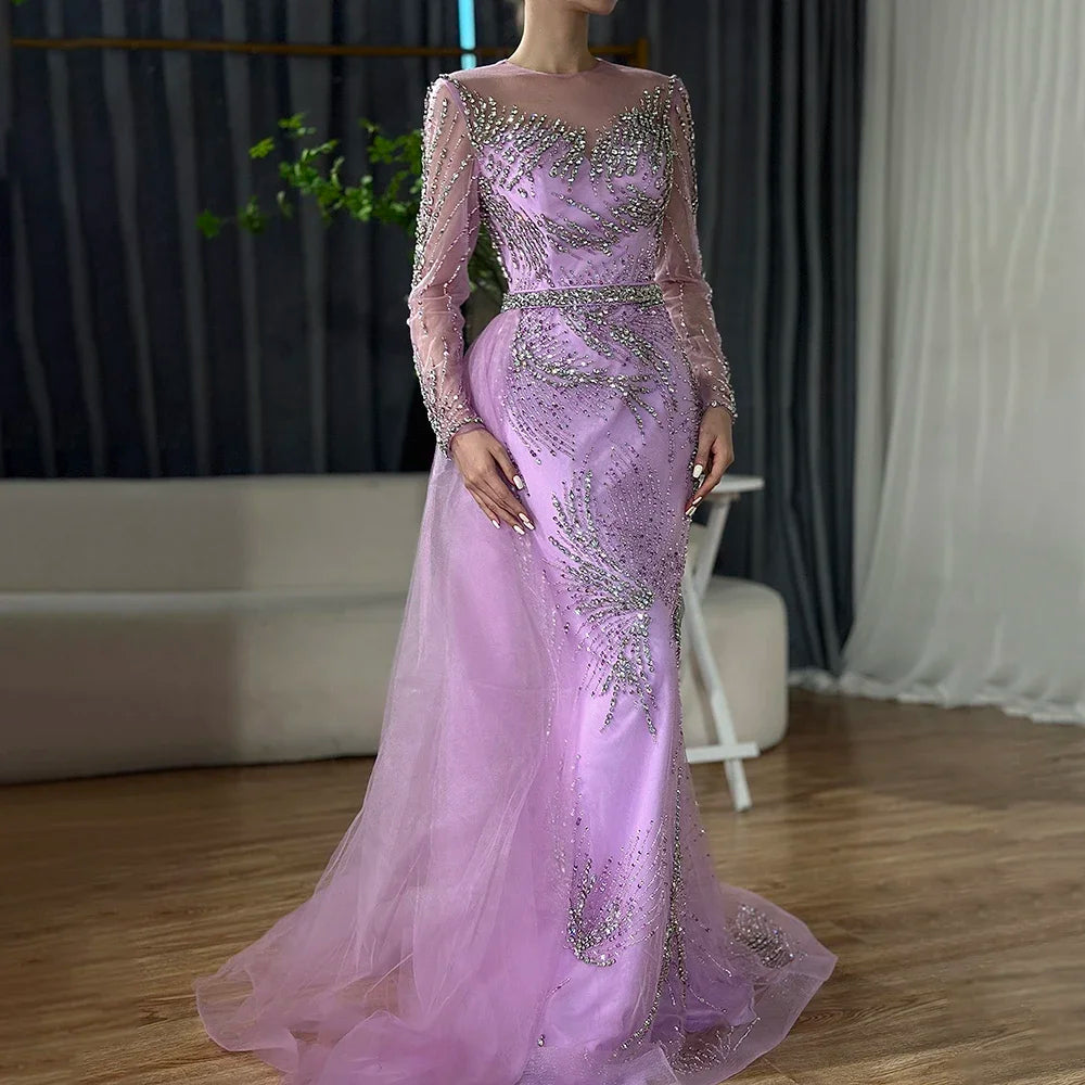 Zapdress Caramel Mermaid Evening Dresses With Beaded Skirt And Lace-up Detail For Wedding Party 2025 DLA72376 Customized (ZD17370)