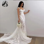 VeraNova Mermaid Wedding Dress Sweetheart Lace Appliques Flowers Bride Gown Elegant Beach Boho Bride Dress Sexy Customized