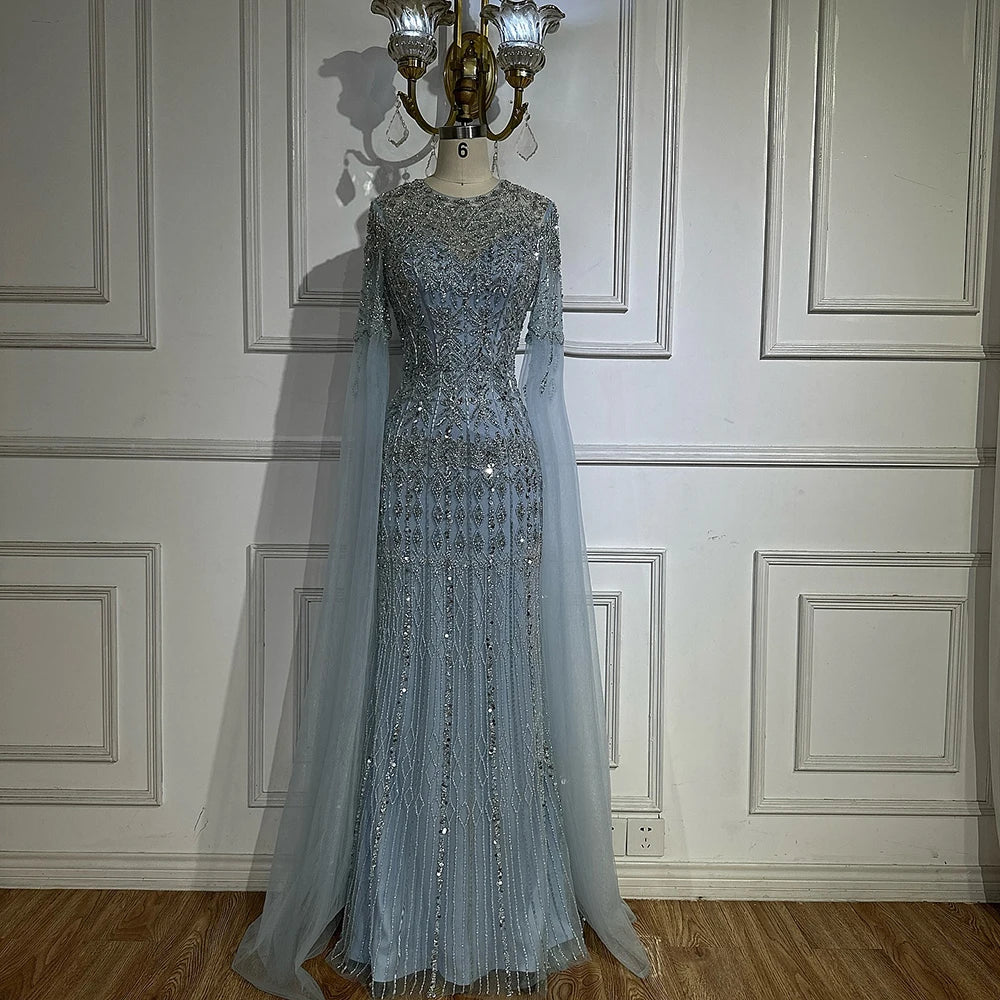 Zapdress Caramel Mermaid Beaded Evening Dresses with Cape Sleeve Elegant Party Gowns for Women DLA72775 Customized (ZD17375)