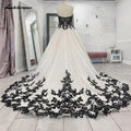Chic Sleeveless Sweetheart Wedding Dresses for Women Plus Size Black and White A-Line Tulle Bridal Dress Customized