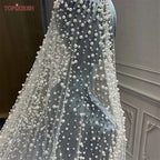 TOPQUEEN V139A Luxurious Wedding Veil with Pearls 5 Meter Long Bridal Veils Delicate Beaded Cathedral Length Veil Customizable