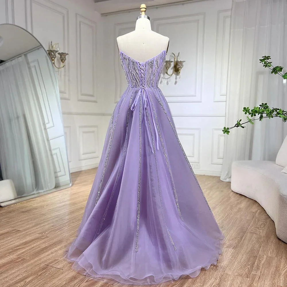 Zapdress Lilac Strapless A-line Beaded Evening Prom Dresses 2025 Graduation Party Gowns For Women DLA71643 Customized (ZD17324)