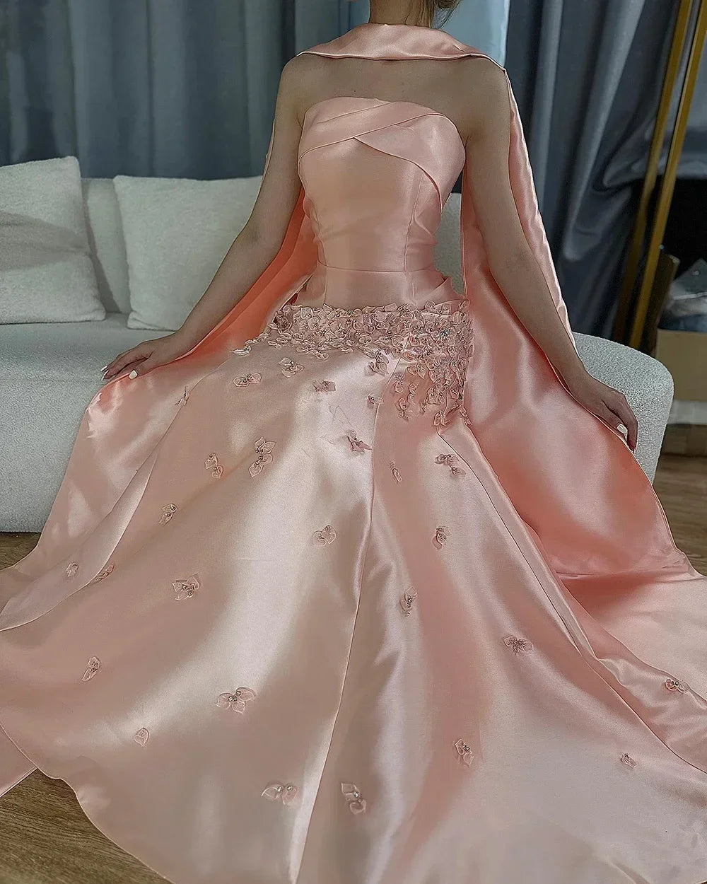 Zapdress Baby Blue Satin Mermaid Dubai Evening Dress Appliques Formal Party Gowns for Women DLA72483A Customized (ZD17354)