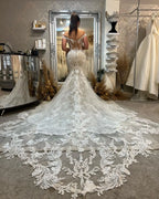 ZapDress Princess Lace Appliques Mermaid Wedding Gown for Women Customized Off the Shoulder Wedding Dress Vestido de Boda