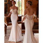 RoyceBridal Mermaid Wedding Dress Sweetheart Luxury Satin Chapel Train Bridal Gown Vestido De Novia Boda 2027 Customized