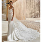 RoyceBridal Cap Sleeve Lace Mermaid Wedding Dress Low Back 3D Floral Appliques Bridal GownVestido De Novia Boda Customized