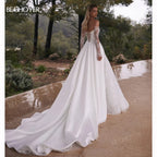 Off the Shoulder A-Line Wedding Dress 2026 Appliques Long Sleeve Customized Bride Gown Princess BECHOYER EL350 Vestido De Noiva