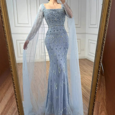 Luxury Caramel Evening Dress with Sleeves Cape 2025 LA72966