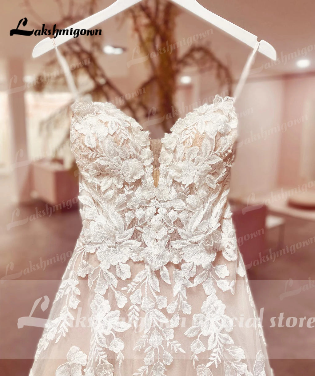 Spaghetti Straps Women Boho Wedding Dress Lace Bodice Chic Robe Bridal A Line Tulle Wedding Dresses Open Back Customized