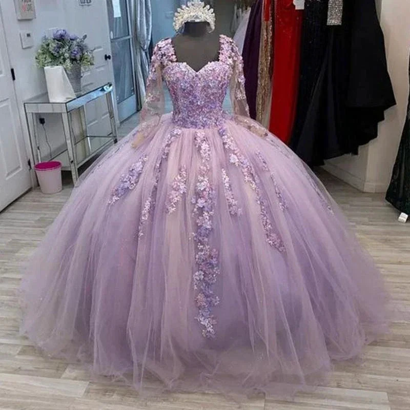 Vintage Ball Gown Lavender Lace Tulle Sweet 16 Dress Y809 by simplepromdress