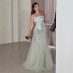 Zapdress Luxury Sage Green Mermaid Evening Dress with Cape 2026 Elegant Beaded Party Gowns for Women DLA73201 Customized (ZD17322)