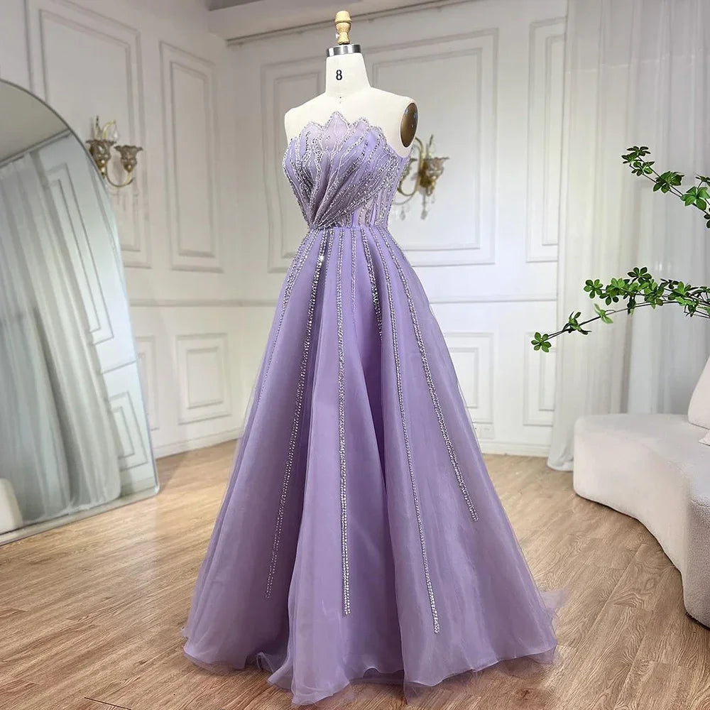 Zapdress Lilac Strapless A-line Beaded Evening Prom Dresses 2025 Graduation Party Gowns For Women DLA71643 Customized (ZD17324)