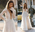 Sexy Deep V Neck Elegant 2027 Wedding Dresses Boho Backless 3D Flora Lace Appliques Beach Bridal Gown Custom Vestido De Novia