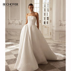 Vintage Sleeveless A-Line Wedding Dress 2027 Elegant Strapless Customized Bride Gown Princess BECHOYER T208 Vestido De Noiva