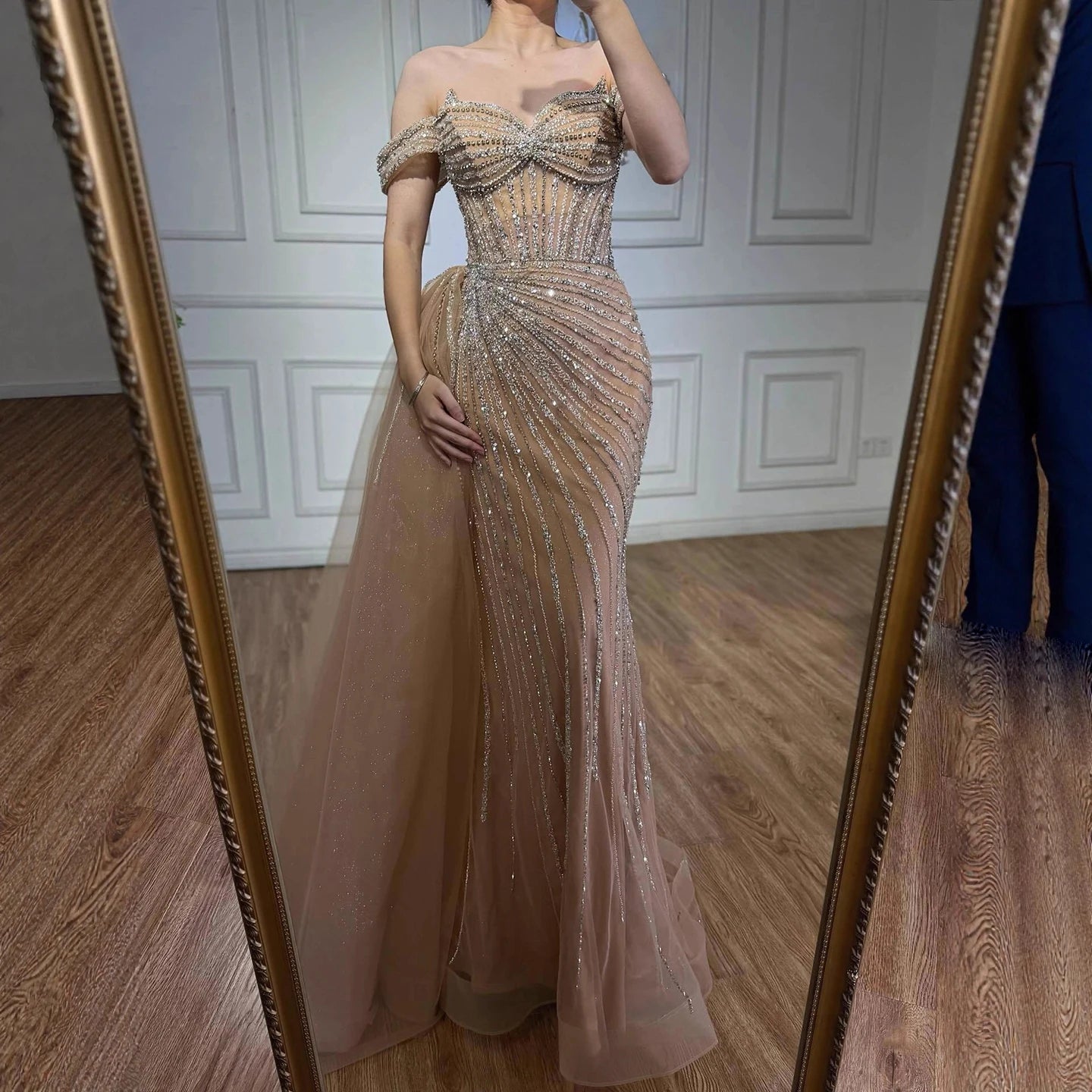 Zapdress Customized Elegant Off the Shoulder Mermaid Evening Dresses with Skirt Formal Party Gowns for Women (ZD17390)