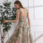 ZapDress Bling V-Neck Glitter Floral Embroidery Lace Wedding Dress Transparent Greey Sequins Lace Customized