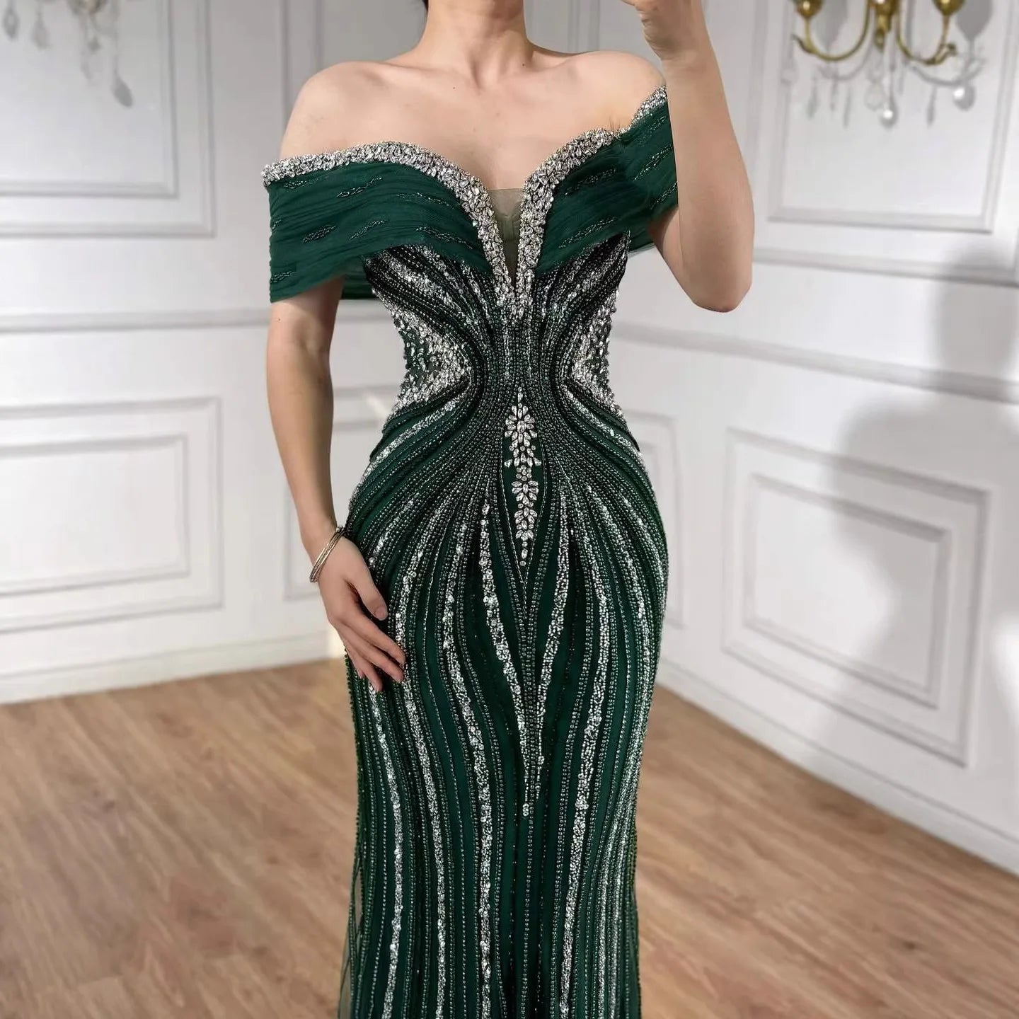 Zapdress Customized Gold Mermaid Evening Dress 2026 Luxury Beaded Party Gowns for Women DLA73142A (ZD17363)